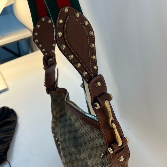 Gucci Pelham Web Hobo Studded GG Canvas Medium - Picture 10 of 12